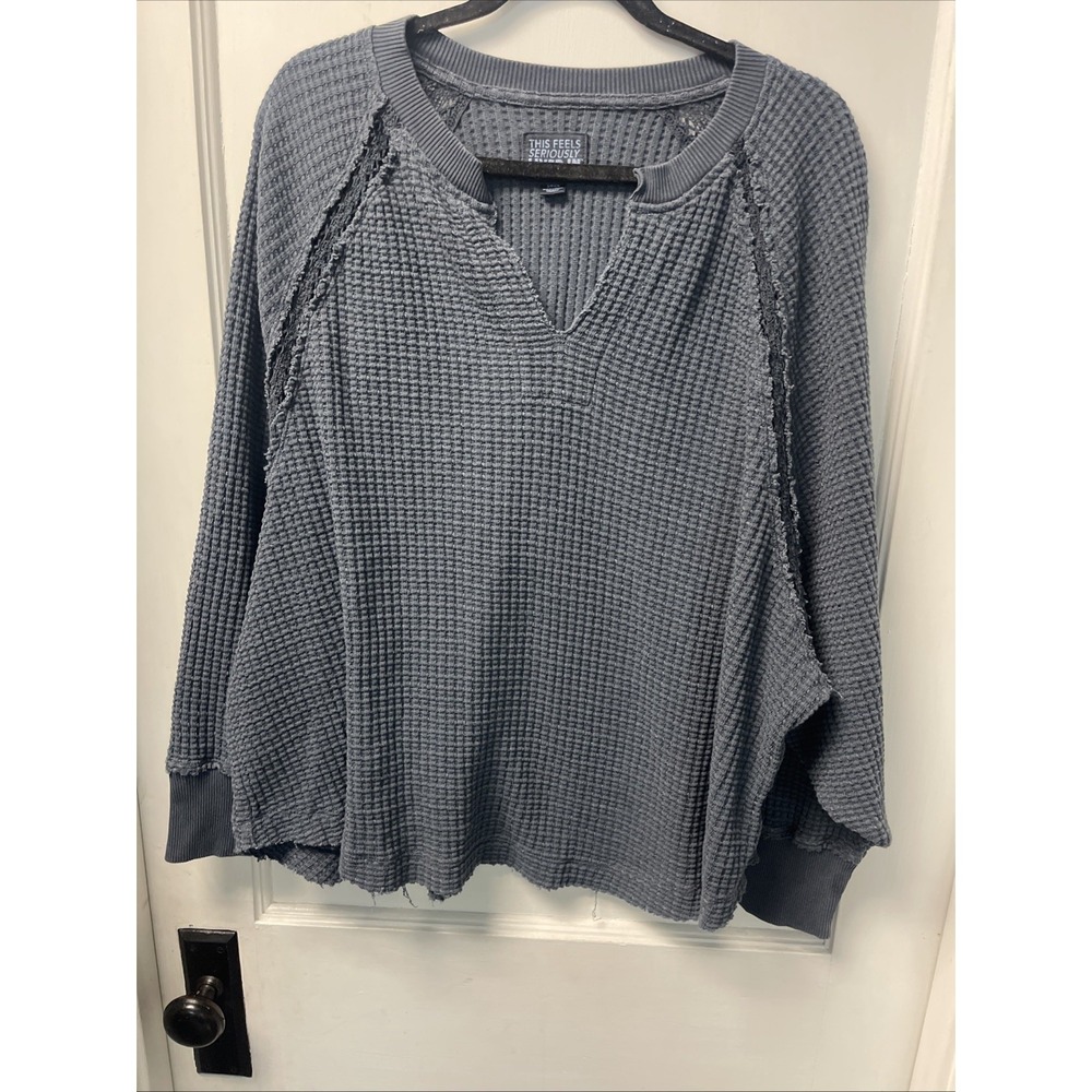 American Eagle Seriously Lived In Mens Waffle Thermal Top Sz S Distressed